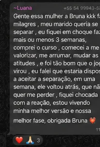 Print de mensagem enviada por Luana S.